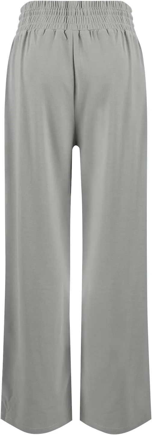 Wide Leg Sweatpants Women Casual Lightweight Drawstring High Waisted Joggers Baggy Soft Lounge Pants with Pockets