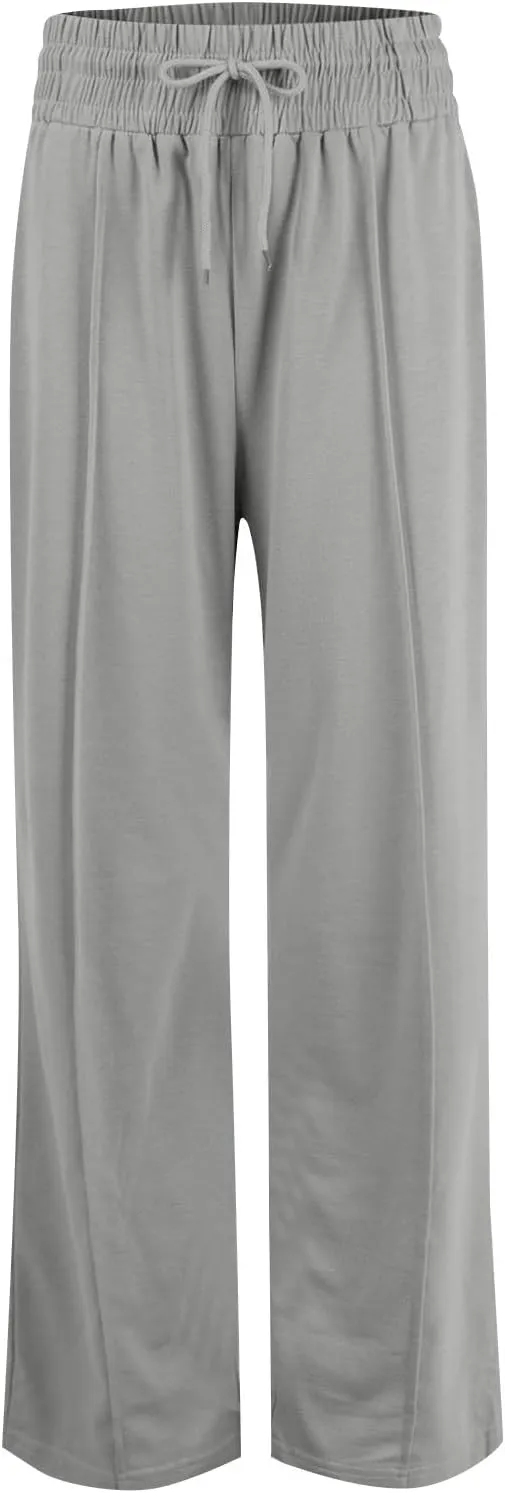 Wide Leg Sweatpants Women Casual Lightweight Drawstring High Waisted Joggers Baggy Soft Lounge Pants with Pockets