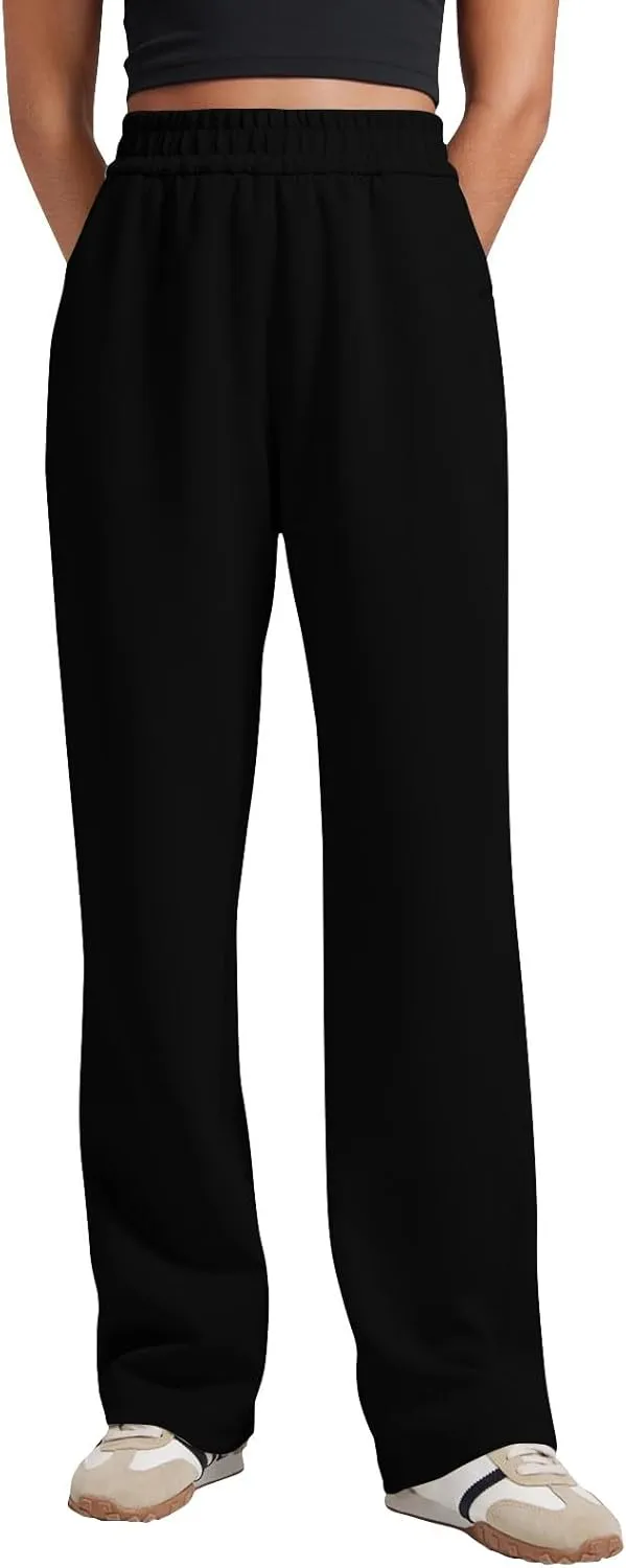Wide Leg Sweatpants Women Modal Drawstring High Waisted Lounge Pants Travel Casual Sweat Pants with Pockets