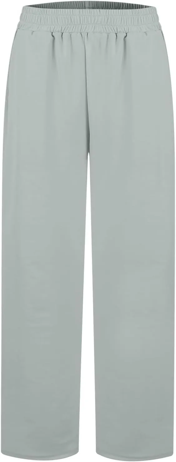 Wide Leg Sweatpants Women Modal Drawstring High Waisted Lounge Pants Travel Casual Sweat Pants with Pockets