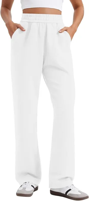 Wide Leg Sweatpants Women Modal Drawstring High Waisted Lounge Pants Travel Casual Sweat Pants with Pockets