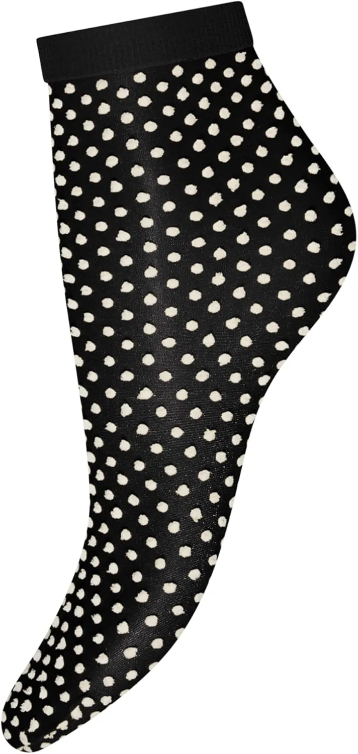 Wolford Satin Touch Dots Socks For Women No Show Iconic Sheer-Opaque Design Elegant Three-Dimensional Dot Effect Soft Cuffs