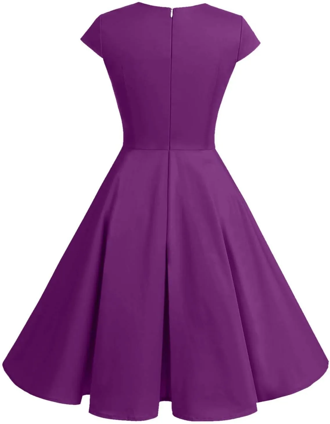 Women 1950's Vintage Cocktail Dresses Party Swing Dress V Neck Cap Sleeve A-Line Flared Midi Dress Wedding Guest Dresses