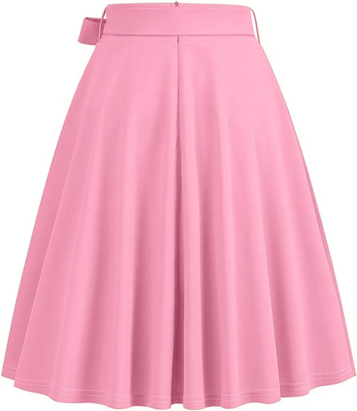 Women Elegant Hepburn Style Midi Skirt, High Waist Ruffle Ruched Swing Skirts Fashion Rockabilly Prom Party Clothes