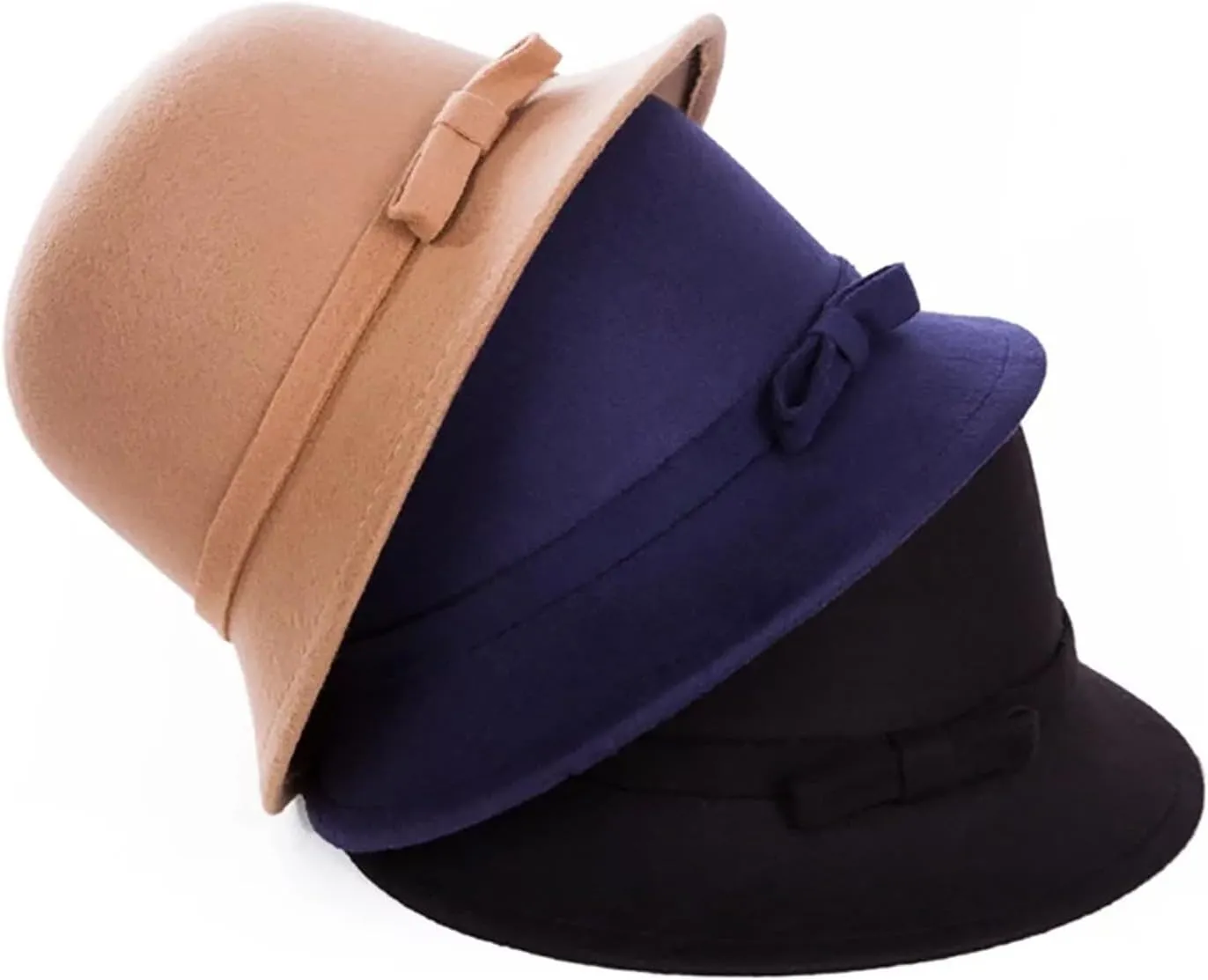 Women Fall Winter Wide Brim Church Cloche Bucket Cap Elegant Flower Organza Wedding Party Dress Fashionable Hats