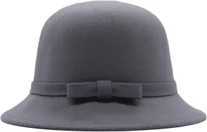 Women Fall Winter Wide Brim Church Cloche Bucket Cap Elegant Flower Organza Wedding Party Dress Fashionable Hats