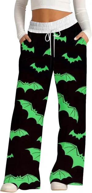 Women Halloween Trendy Sweatpants for Wide Leg Cotton Linen Explosion Loose Trousers Womens Wide Leg Sweatpants