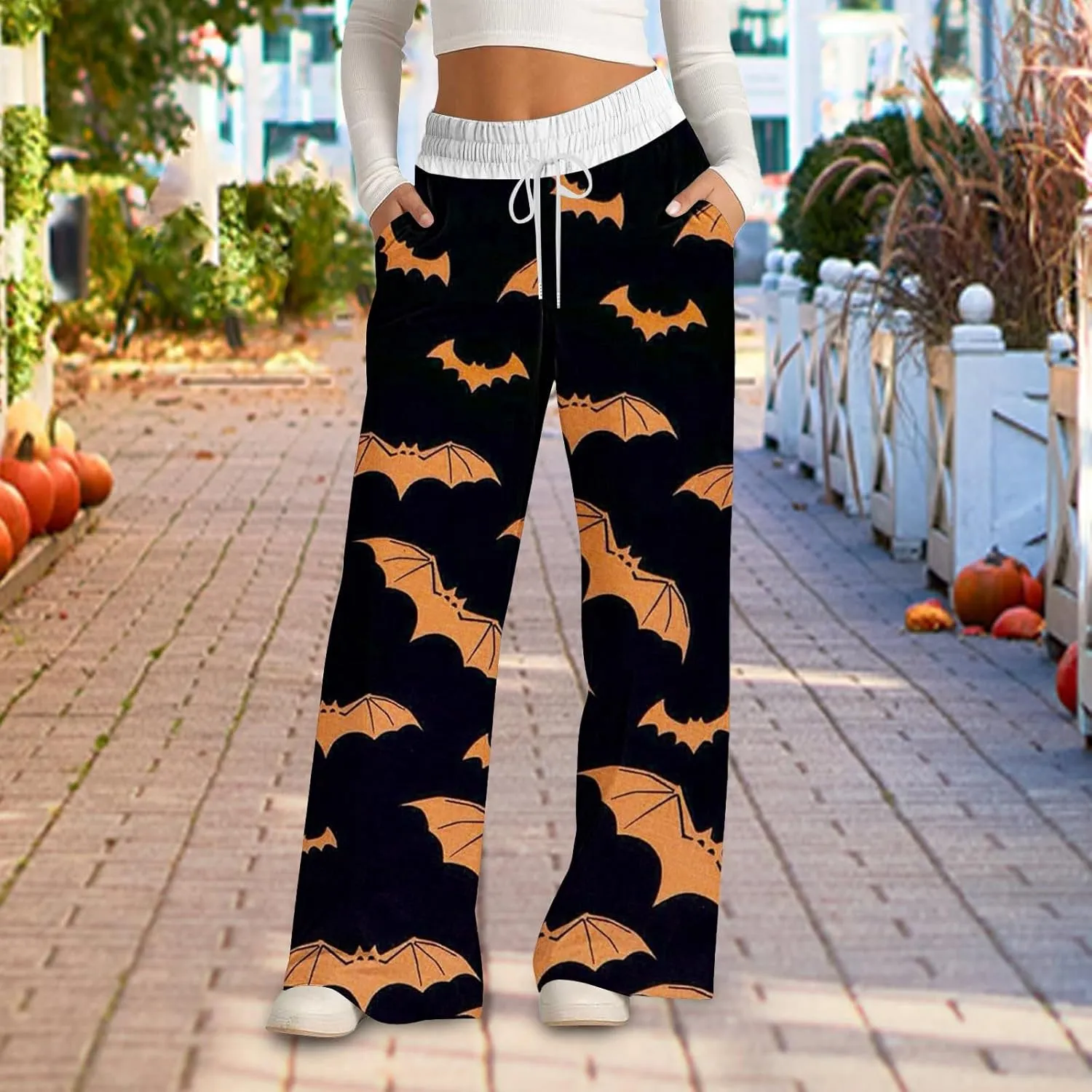 Women Halloween Trendy Sweatpants for Wide Leg Cotton Linen Explosion Loose Trousers Womens Wide Leg Sweatpants