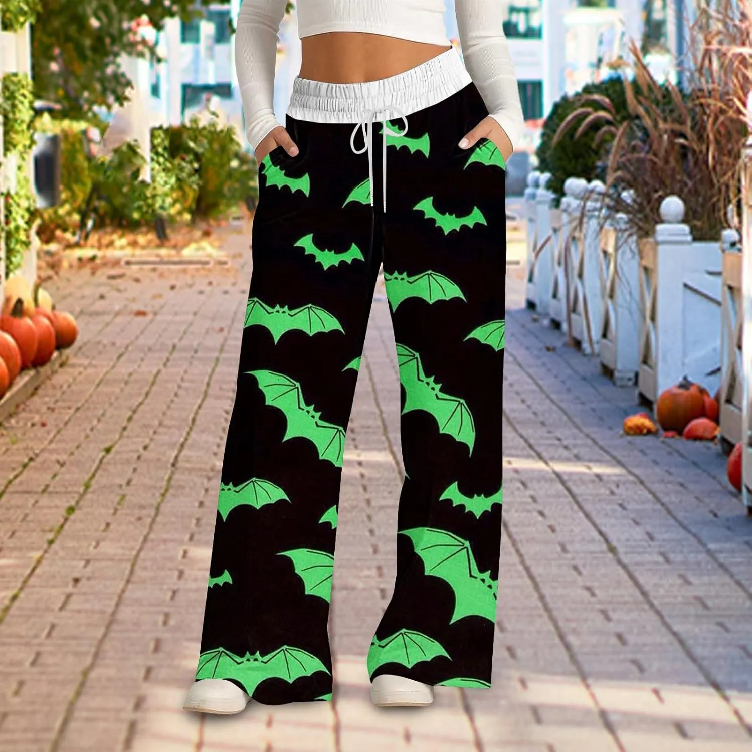 Women Halloween Trendy Sweatpants for Wide Leg Cotton Linen Explosion Loose Trousers Womens Wide Leg Sweatpants