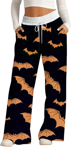 Women Halloween Trendy Sweatpants for Wide Leg Cotton Linen Explosion Loose Trousers Womens Wide Leg Sweatpants