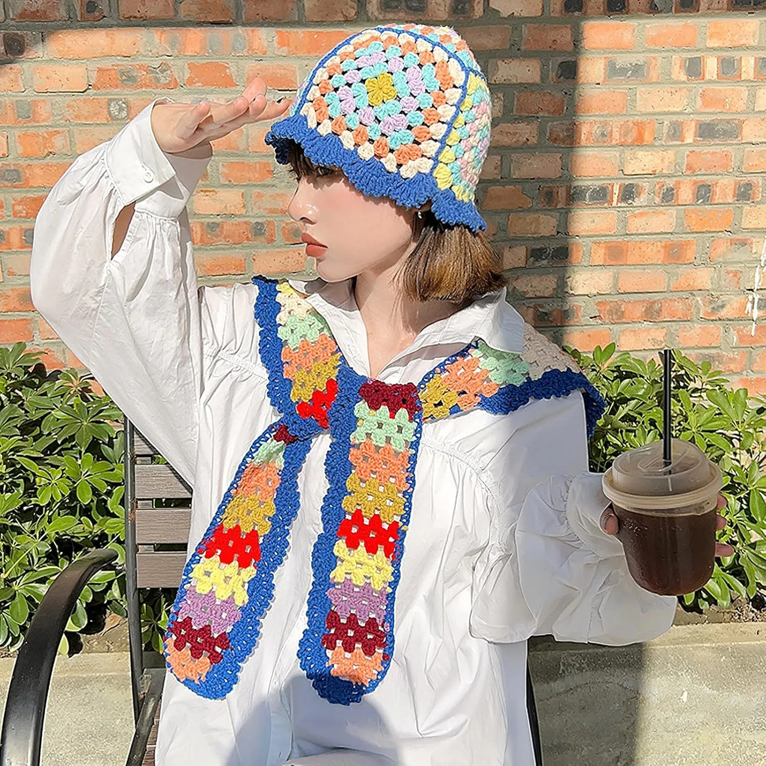 Women Knitted Bucket Hats Handmade Cloche Crochet Milk Cotton Fisherman Hat Travel Beach Floral Hobo Cap Falbala Brim