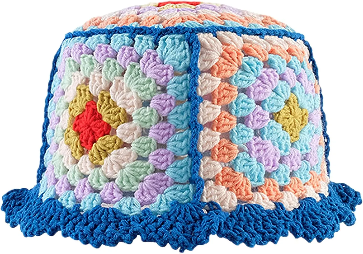 Women Knitted Bucket Hats Handmade Cloche Crochet Milk Cotton Fisherman Hat Travel Beach Floral Hobo Cap Falbala Brim