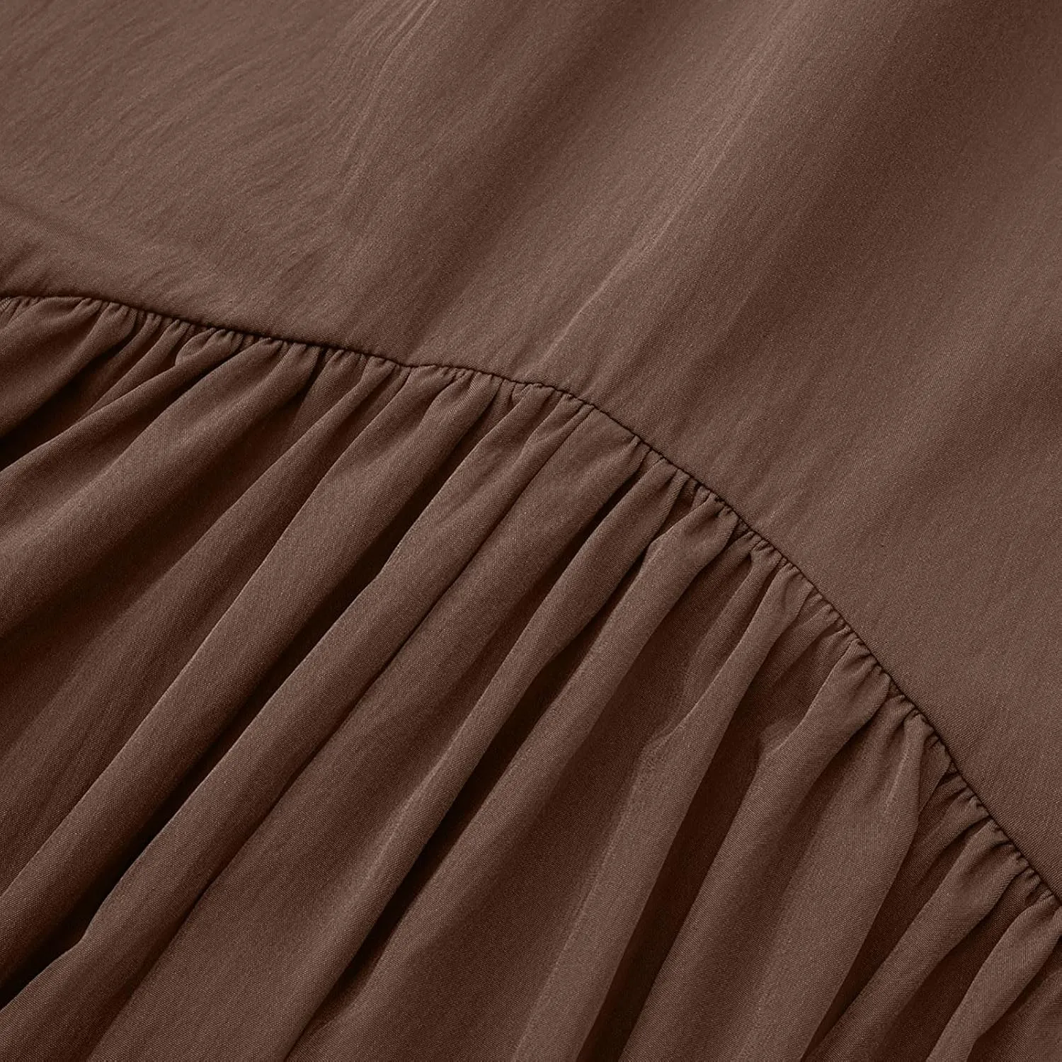 Women Ruched Ruffle Hem Long Skirt, Solid Color Comfy Drawstring Casual Skirts Loose Flowy Summer Clothes with Pockets