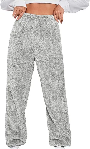 Women Sherpa Lined Pants Winter Warm Thicken Jogger Athletic Sweatpants Fuzzy Fleece Velvet Pajama Bottoms Sleepwear
