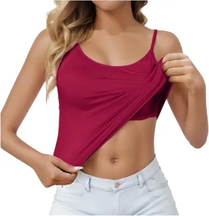 Women Sleeveless Vest Top 2025 Sexy Spaghetti Strap Tank Yoga Workout Backless Underwear Built in Bra Vest Top