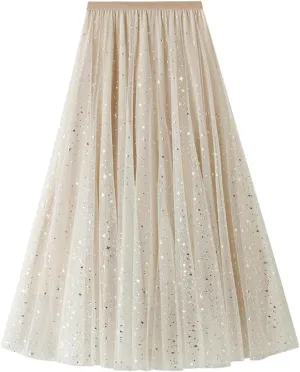 Women Summer Casual Bohemian Print Beach Outfits Elastic Waist A-Line Long Skirt Tiered High Waist Maxi Skirt