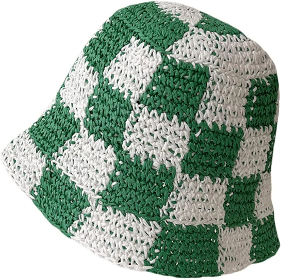 Women Wide Brim Sun Crochet Bucket Hat Cute Flower Pattern Knitted Fisherman Hat Summer Trendy OutdoorCap