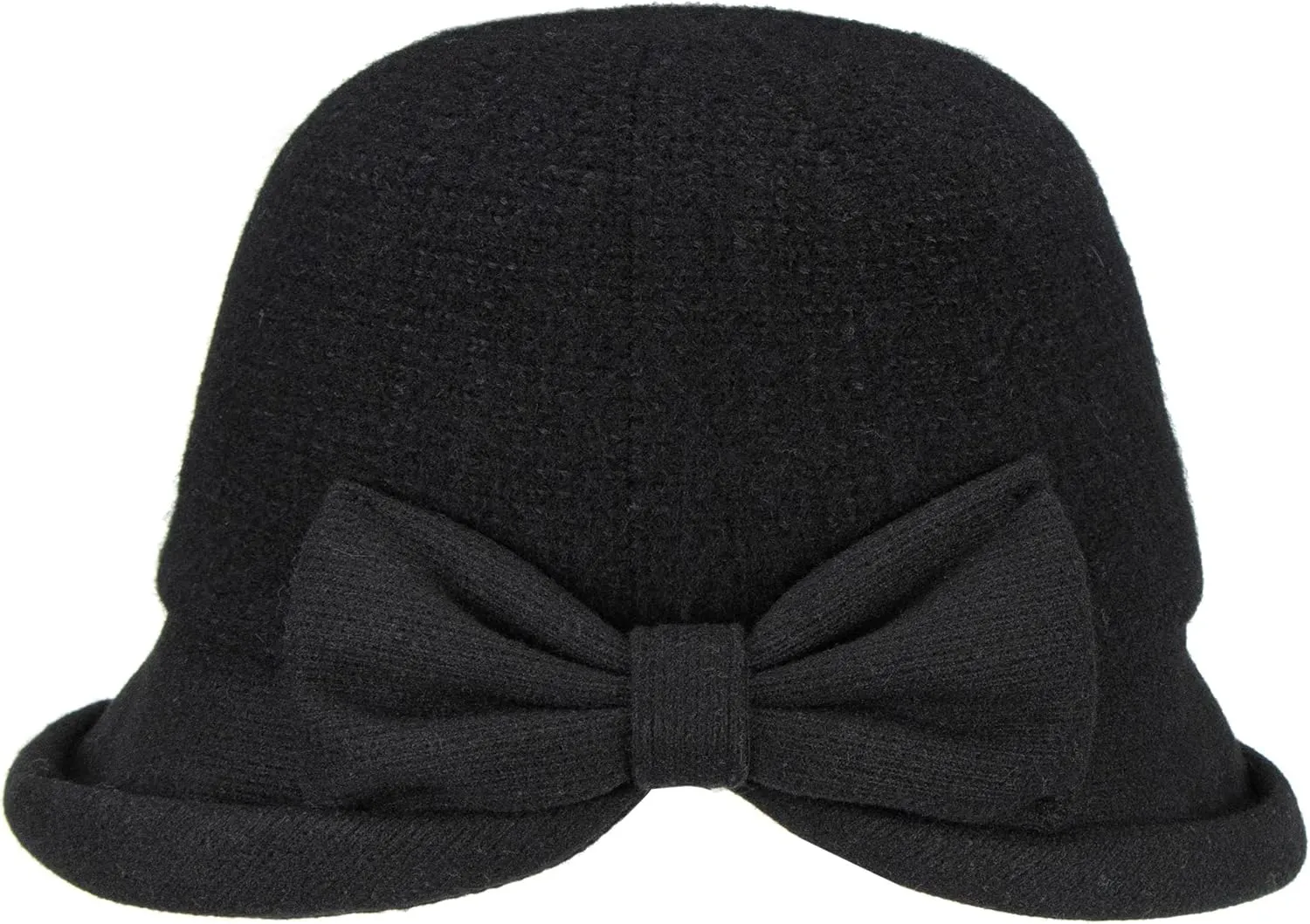 Womens 1920s Vintage Upturn Brim Wool Blend Cloche Church Hat Winter Felt Bucket Bowler Hat Crushable Foldable