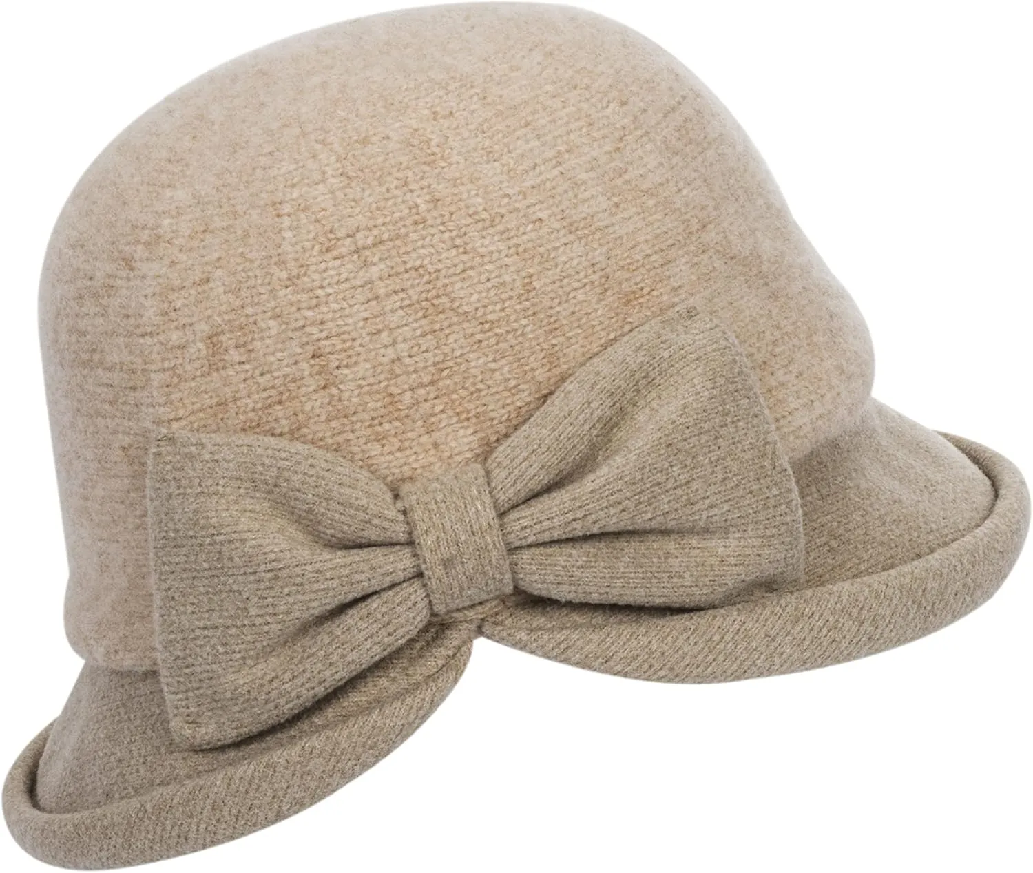 Womens 1920s Vintage Upturn Brim Wool Blend Cloche Church Hat Winter Felt Bucket Bowler Hat Crushable Foldable