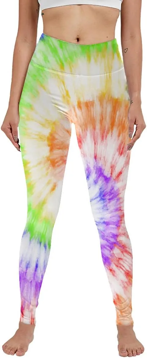Women's American Flag Print and Tie Dye Leggings for High Waist Yoga Pants- Patriotic and Trendy Activewear for Workouts