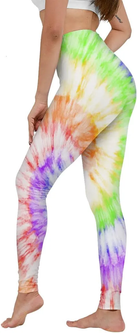 Women's American Flag Print and Tie Dye Leggings for High Waist Yoga Pants- Patriotic and Trendy Activewear for Workouts