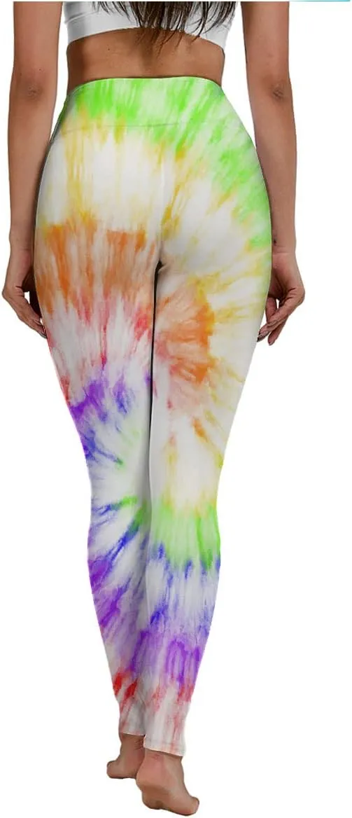 Women's American Flag Print and Tie Dye Leggings for High Waist Yoga Pants- Patriotic and Trendy Activewear for Workouts