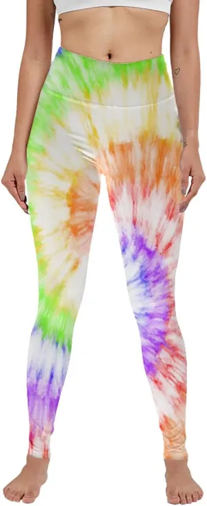 Women's American Flag Print and Tie Dye Leggings for High Waist Yoga Pants- Patriotic and Trendy Activewear for Workouts