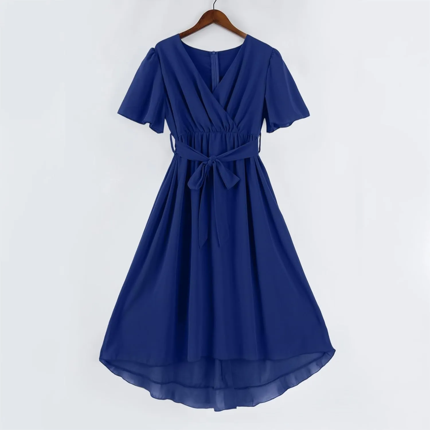 Womens Boho Floral Printed Chiffon Dresses 2025 Elegant V Neck Belted Summer Bodycon Wrap Dress Midi Sundress