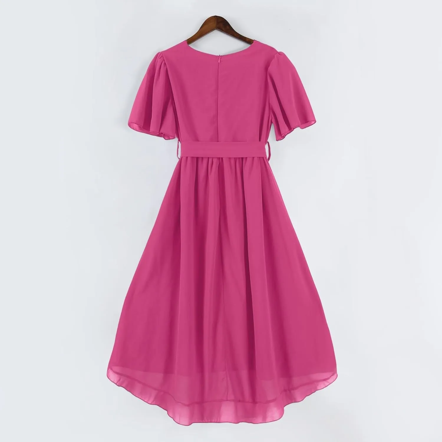 Womens Boho Floral Printed Chiffon Dresses 2025 Elegant V Neck Belted Summer Bodycon Wrap Dress Midi Sundress