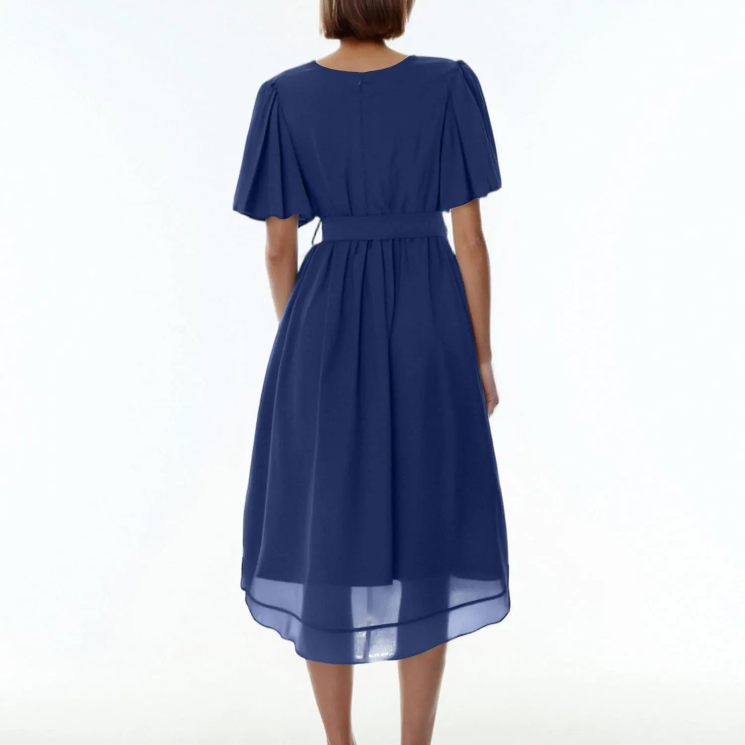 Womens Boho Floral Printed Chiffon Dresses 2025 Elegant V Neck Belted Summer Bodycon Wrap Dress Midi Sundress