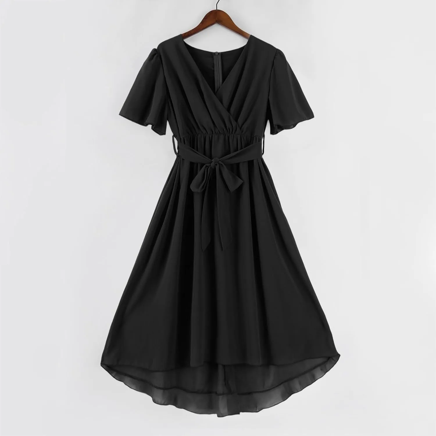 Womens Boho Floral Printed Chiffon Dresses 2025 Elegant V Neck Belted Summer Bodycon Wrap Dress Midi Sundress