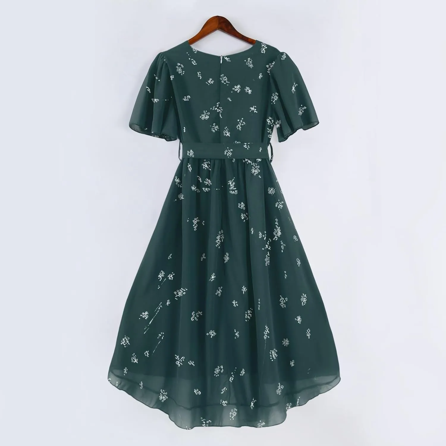 Womens Boho Floral Printed Chiffon Dresses 2025 Elegant V Neck Belted Summer Wedding Prom Cocktail Midi Dress