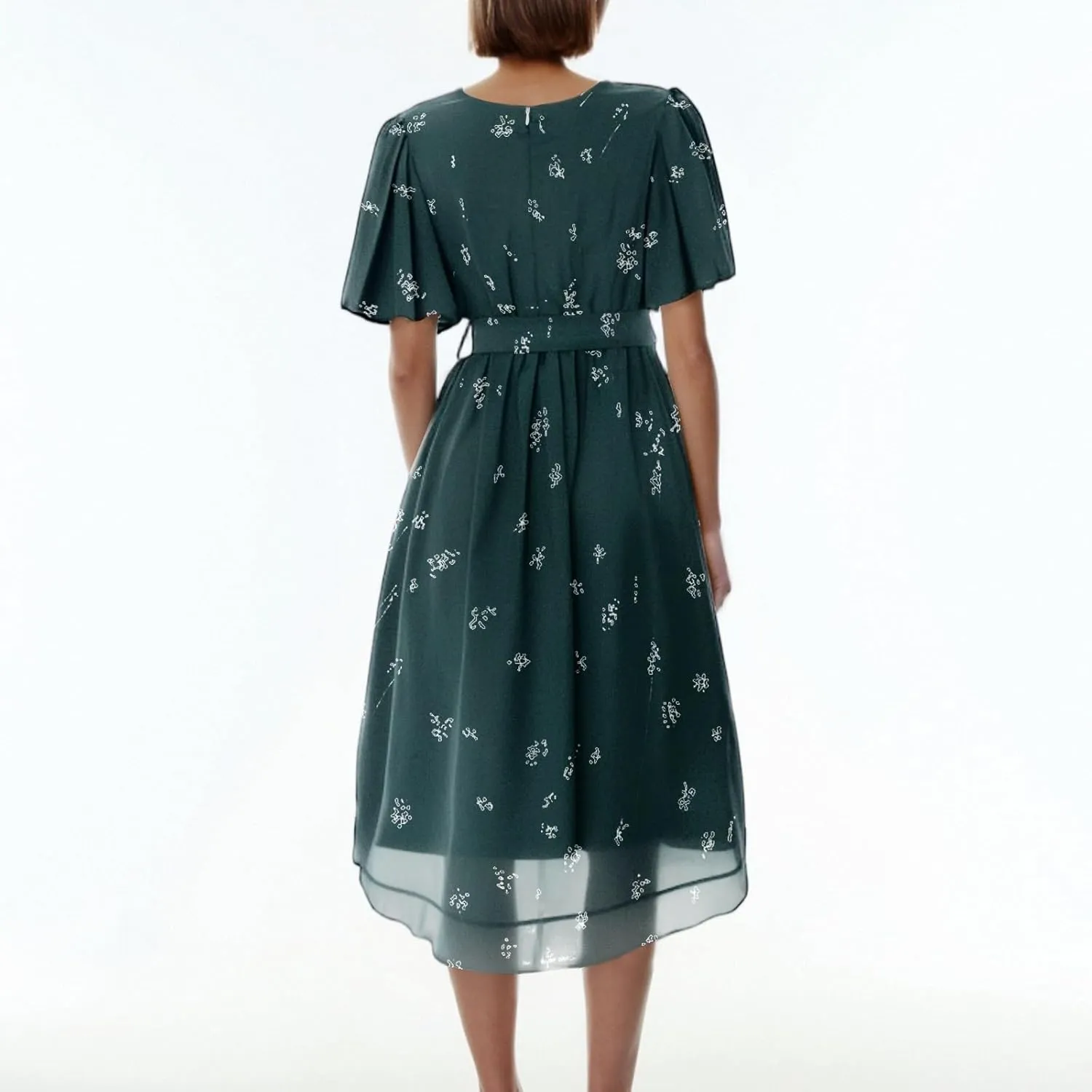 Womens Boho Floral Printed Chiffon Dresses 2025 Elegant V Neck Belted Summer Wedding Prom Cocktail Midi Dress