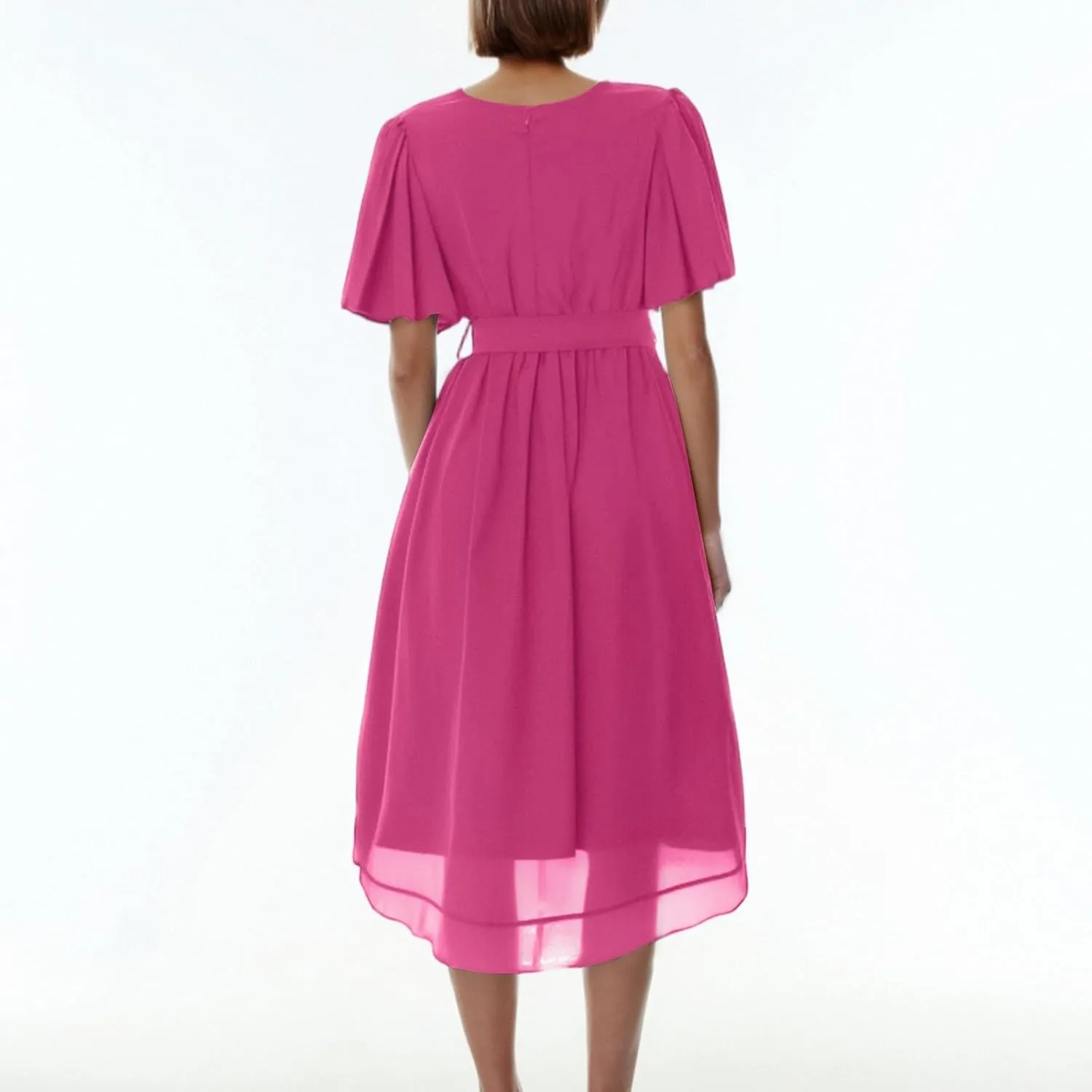 Womens Boho Floral Printed Chiffon Dresses 2025 Elegant V Neck Belted Summer Wedding Prom Cocktail Midi Dress