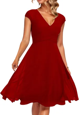 Womens Boho Floral Printed Chiffon Dresses 2025 Elegant V Neck Belted Summer Wedding Prom Cocktail Midi Dress