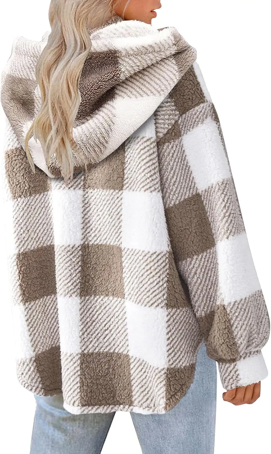 Womens Button Down Hoodies Fleece Lined Coats Soft Comfy Warm Cardigan Sweaters Plus Size Sherpa Jackets Outerwear