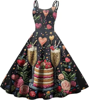 Women's Casual Fashion Print Sexy Off Shoulder Punk Retro Dress Retro Dress Dress