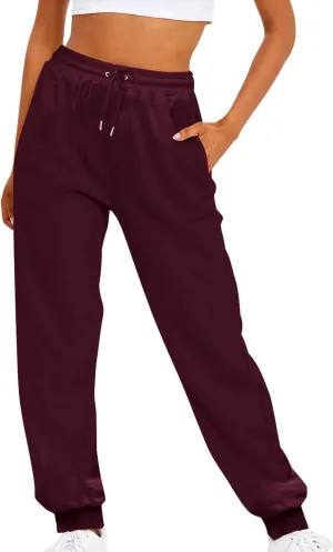 Womens Casual Pants Drawstring Waist Bound Feet Tapered Pants Loose Fit Straight Leg Trousers Sports Jogger Sweatpant