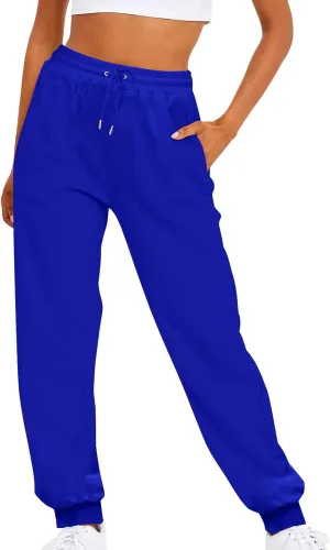Womens Casual Pants Drawstring Waist Bound Feet Tapered Pants Loose Fit Straight Leg Trousers Sports Jogger Sweatpant