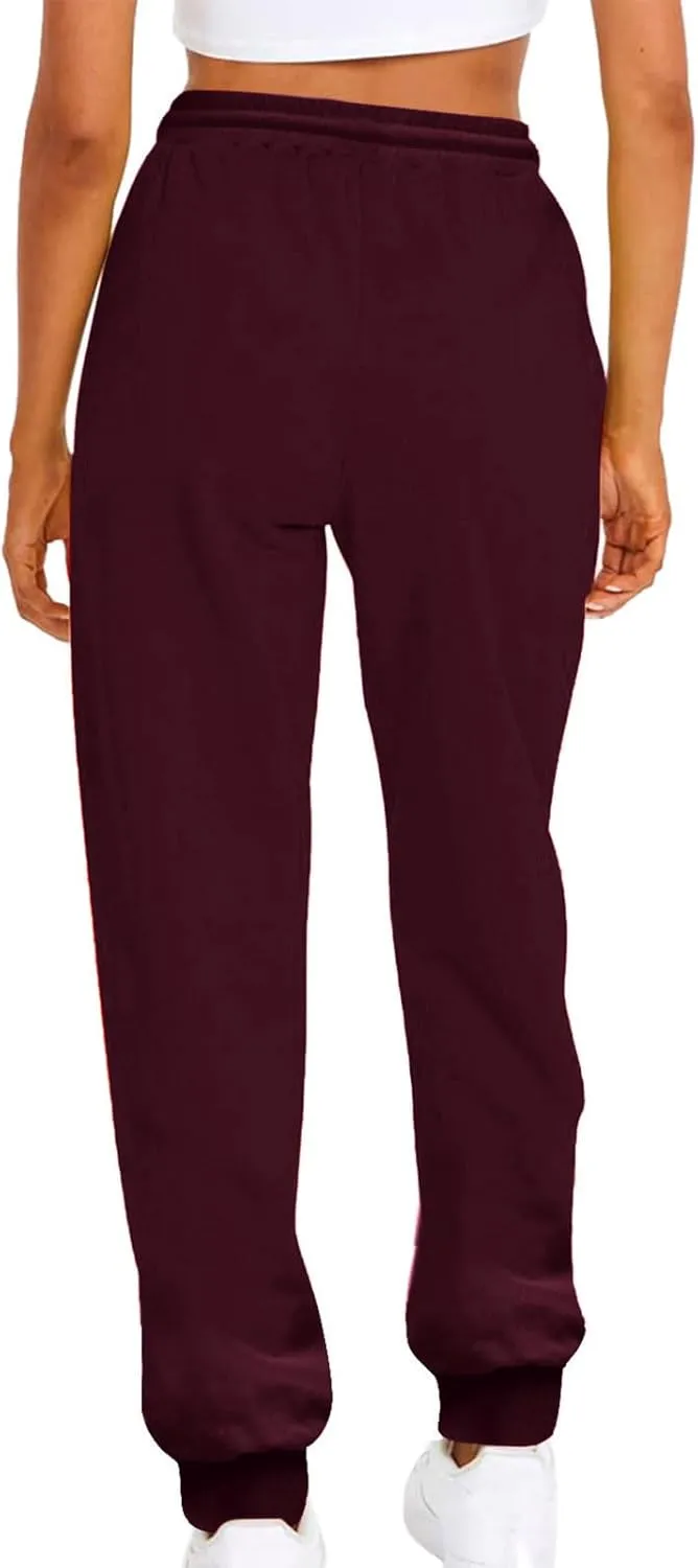 Womens Casual Pants Drawstring Waist Bound Feet Tapered Pants Loose Fit Straight Leg Trousers Sports Jogger Sweatpant