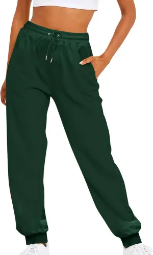 Womens Casual Pants Drawstring Waist Bound Feet Tapered Pants Loose Fit Straight Leg Trousers Sports Jogger Sweatpant