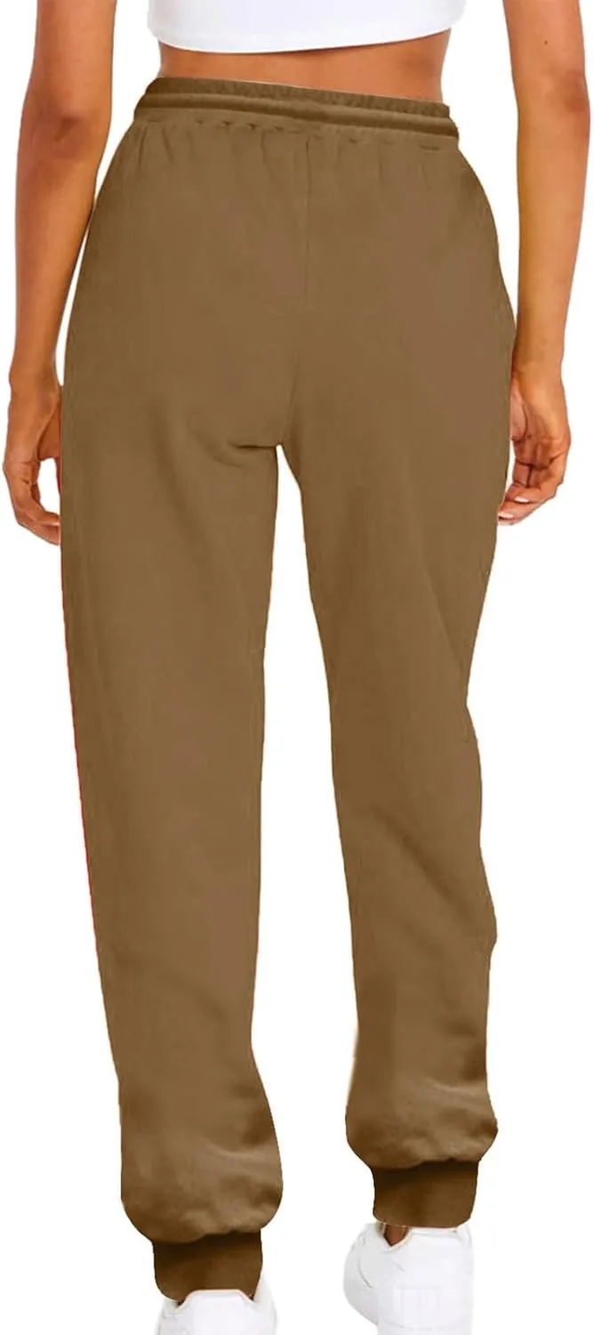 Womens Casual Pants Drawstring Waist Bound Feet Tapered Pants Loose Fit Straight Leg Trousers Sports Jogger Sweatpant