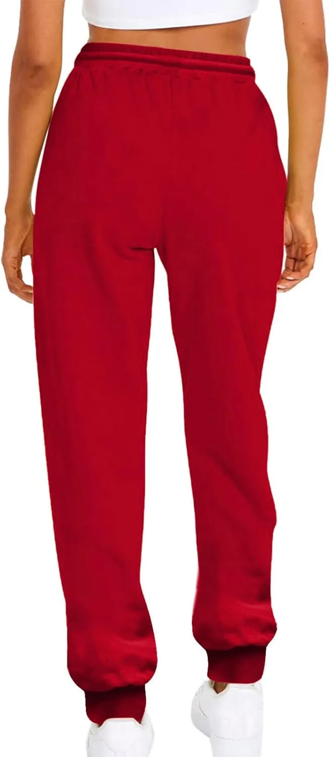 Womens Casual Pants Drawstring Waist Bound Feet Tapered Pants Loose Fit Straight Leg Trousers Sports Jogger Sweatpant