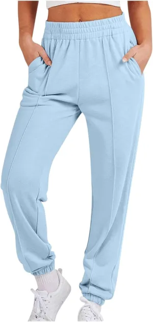 Women's Fashion Sweatpant 2024 High Waisted Solid Casual Trousers Crop Comfy Ankle Bind Joggers Sweatpant with Pocket