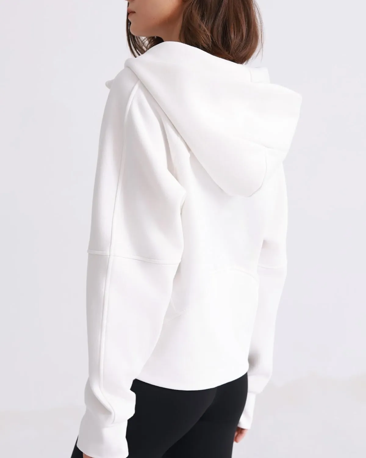 Womens Fleece Lined Half Zip Pullover Cotton Winter Warm Scuba Sweatshirt for Women with Thumbhole Pocket