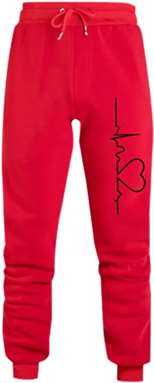 Womens Fleece Sweatpants 2023 Heart Print High Waisted Casual Soft Jogger Pants Cinch Bottom Athletic Lounge Pants