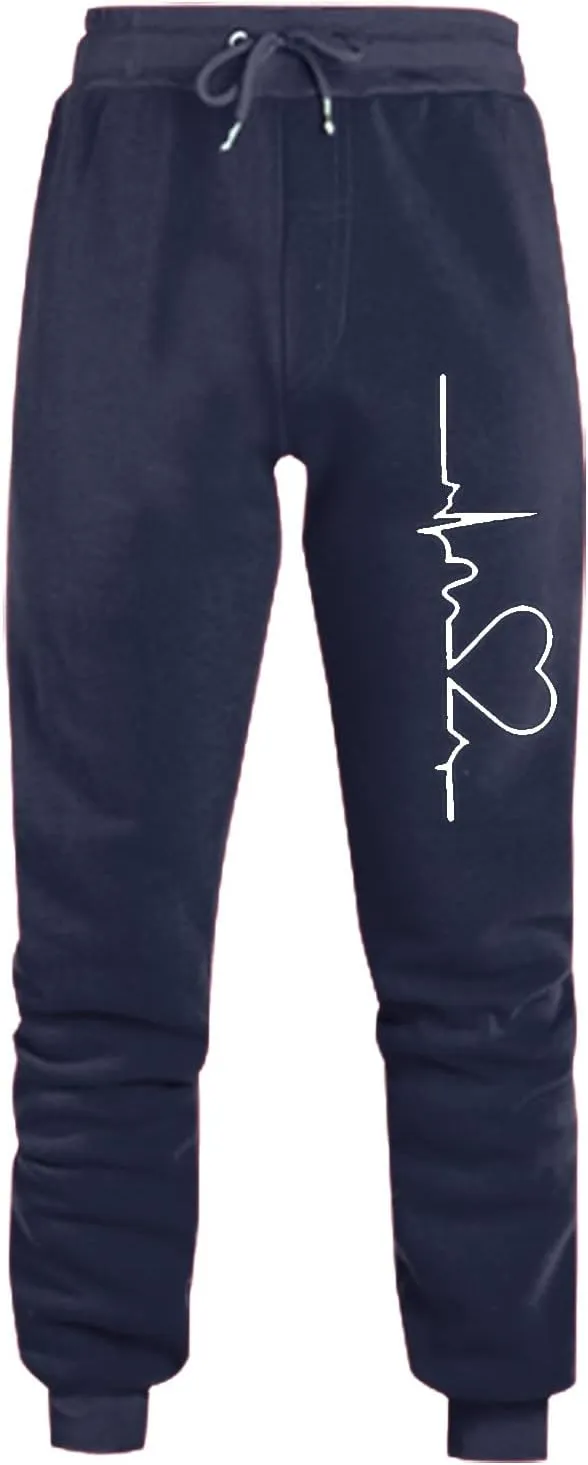 Womens Fleece Sweatpants 2023 Heart Print High Waisted Casual Soft Jogger Pants Cinch Bottom Athletic Lounge Pants