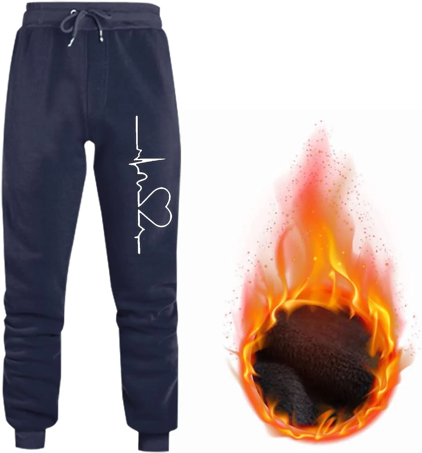 Womens Fleece Sweatpants 2023 Heart Print High Waisted Casual Soft Jogger Pants Cinch Bottom Athletic Lounge Pants