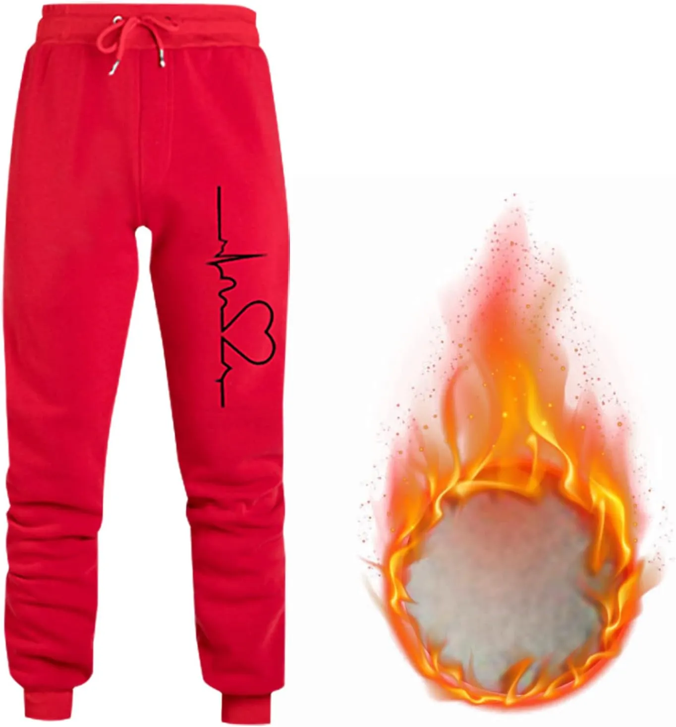 Womens Fleece Sweatpants 2023 Heart Print High Waisted Casual Soft Jogger Pants Cinch Bottom Athletic Lounge Pants