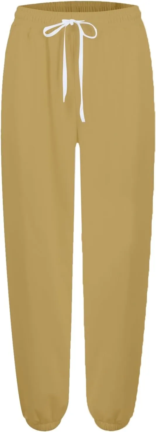 Womens Joggers Baggy Casual Drawstring High Waisted Sweatpants Cinch Bottom Workout Lounge Pants with Pockets